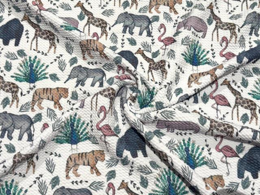 Brittany Frost Designs Zoo Animals Bullet Print #1026 Ribbed Scuba Double Knit Stretch Poly Spandex Apparel Craft Fabric 58"-60" Wide BTY