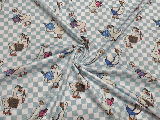 Super Scuba Techno Checkerboard Ducks Back To School Print #1066 Knit Stretch Poly Spandex Apparel Fabric 58"-60" Wide By The Yard