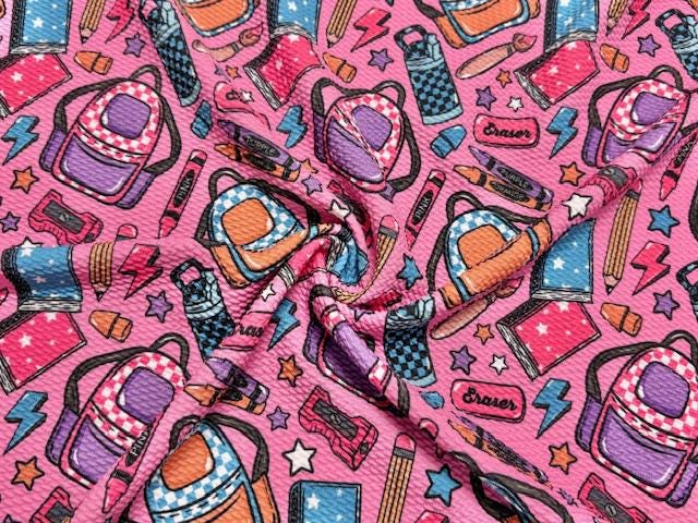 90's Back to School Bullet Print #1066 Ribbed Scuba Techno Double Knit 2-Way Stretch Poly Spandex Apparel Craft Fabric 58"-60" Wide BTY