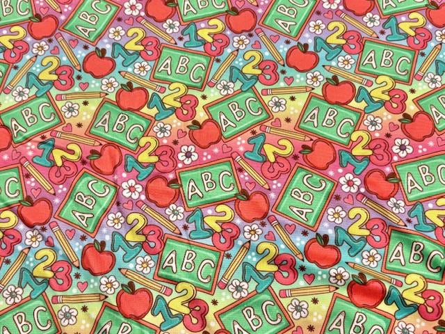 ABC Back to School DBP Print #1059 Double Brushed Polyester Spandex Apparel Stretch Fabric 190 GSM 58"-60" Wide By The Yard