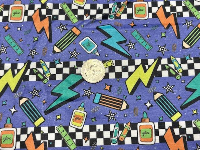 90's Back to School DBP Print #1061 Double Brushed Polyester Spandex Apparel Stretch Fabric 190 GSM 58"-60" Wide By The Yard