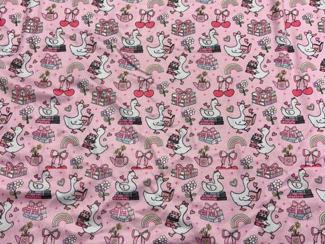 Ducks Back to School DBP Print #1064 Double Brushed Polyester Spandex Apparel Stretch Fabric 190 GSM 58"-60" Wide By The Yard
