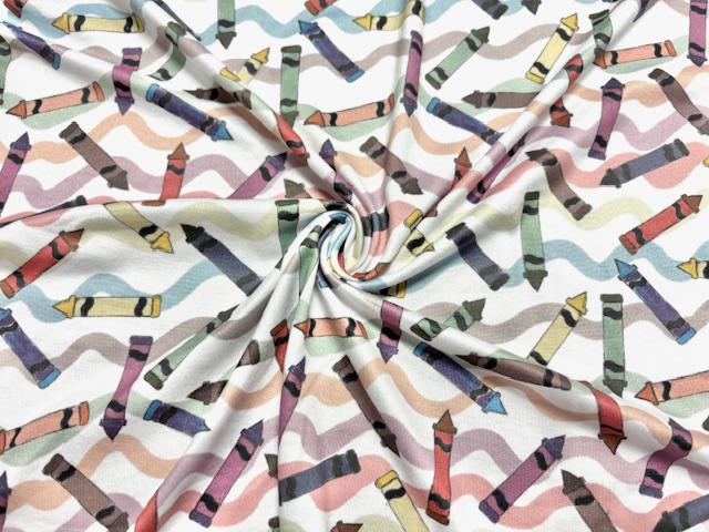Swimwear Fabric Brittany Frost Designs Crayons Activewear Print #1072 Polyester Spandex Stretch By The Yard