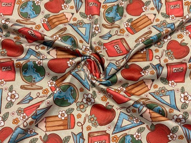 Super Scuba Techno Back To School Print #1062 Knit Stretch Poly Spandex Apparel Fabric 58"-60" Wide By The Yard
