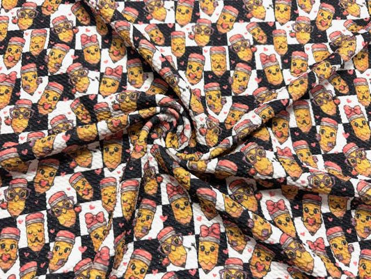 Checkerboard Pencil Bullet Print #1065 Ribbed Scuba Techno Double Knit 2-Way Stretch Poly Spandex Apparel Craft Fabric 58"-60" Wide BTY