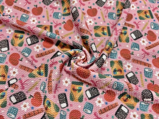 Brittany Frost Designs Back to School Bullet Print #1068 Ribbed Scuba Double Knit Stretch Poly Spandex Apparel Craft Fabric 58"-60" Wide BTY