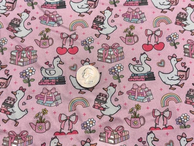 Ducks Back to School DBP Print #1064 Double Brushed Polyester Spandex Apparel Stretch Fabric 190 GSM 58"-60" Wide By The Yard