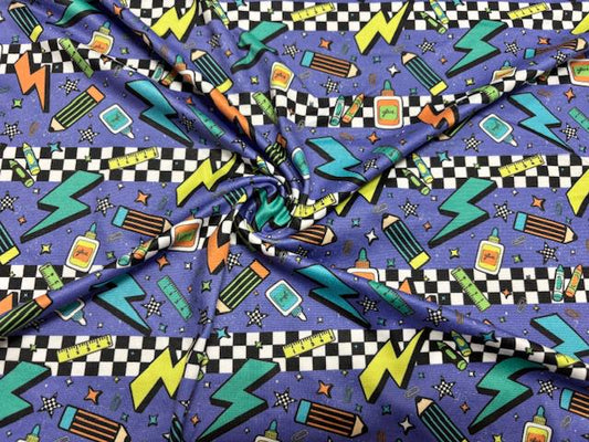 Swimwear Fabric 90's Back To School Activewear Print #1061 Polyester Spandex Stretch By The Yard
