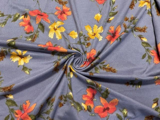 Classic Floral DBP Print #1074 Double Brushed Polyester Spandex Apparel Stretch Fabric 190 GSM 58"-60" Wide By The Yard
