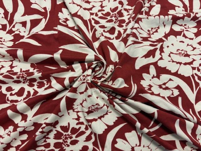 Floral DBP Print #1076 Double Brushed Polyester Spandex Apparel Stretch Fabric 190 GSM 58"-60" Wide By The Yard
