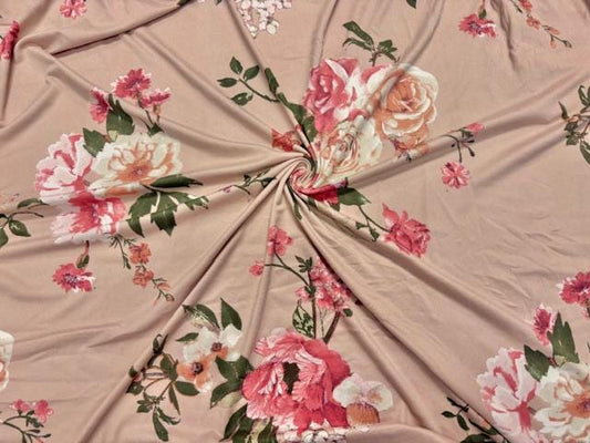 Classic Floral DBP Print #1081 Double Brushed Polyester Spandex Apparel Stretch Fabric 190 GSM 58"-60" Wide By The Yard