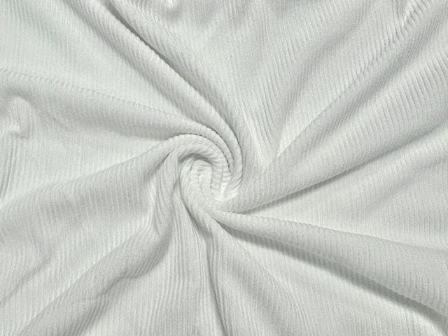 2x1 Rib Knit Off White #1 Double Brushed Polyester Spandex Stretch 190GSM Apparel Fabric 58"-60" Wide By The Yard