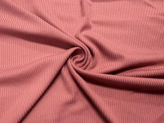 2x1 Rib Knit Mauve #2 Double Brushed Polyester Spandex Stretch 190GSM Apparel Fabric 58"-60" Wide By The Yard