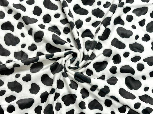 Velvet Cow Spot Print #15 Stretch Velour Polyester Spandex 240 GSM Luxury Apparel Fabric 58"-60" Wide By The Yard