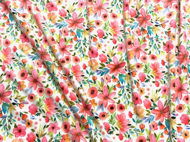 Velvet Floral Print #20 Stretch Velour Polyester Spandex 240 GSM Luxury Apparel Fabric 58"-60" Wide By The Yard