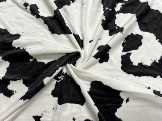 Velvet  Cowhide Print #30 Stretch Velour Polyester Spandex 240 GSM Luxury Apparel Fabric 58"-60" Wide By The Yard