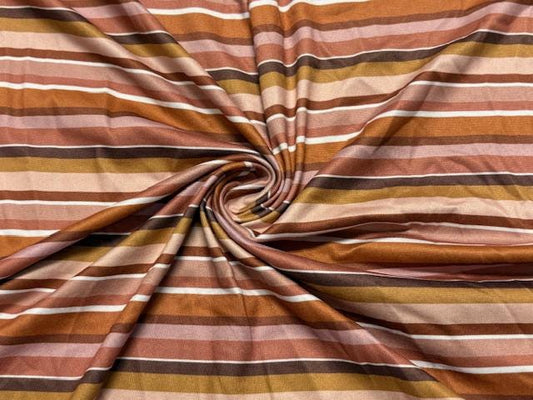 Fall Stripe DBP Print #1083 Double Brushed Polyester Spandex Apparel Stretch Fabric 190 GSM 58"-60" Wide By The Yard