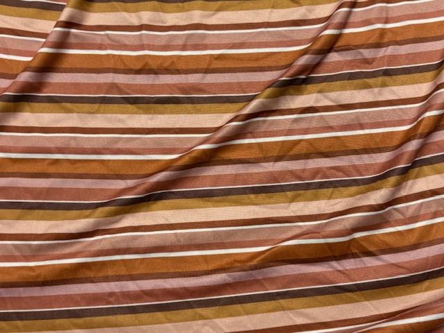 Fall Stripe DBP Print #1083 Double Brushed Polyester Spandex Apparel Stretch Fabric 190 GSM 58"-60" Wide By The Yard