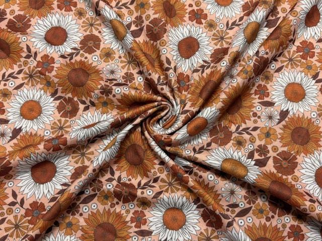 Fall Floral DBP Print #1084 Double Brushed Polyester Spandex Apparel Stretch Fabric 190 GSM 58"-60" Wide By The Yard