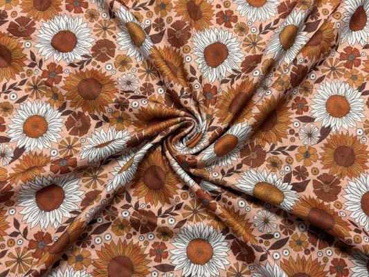 Fall Floral DBP Print #1084 Double Brushed Polyester Spandex Apparel Stretch Fabric 190 GSM 58"-60" Wide By The Yard