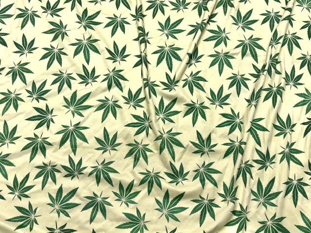 Marijuana DBP Print #1089 Double Brushed Polyester Spandex Apparel Stretch Fabric 190 GSM 58"-60" Wide By The Yard