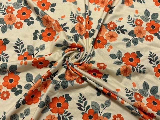 Fall Floral DBP Print #1094 Double Brushed Polyester Spandex Apparel Stretch Fabric 190 GSM 58"-60" Wide By The Yard