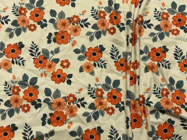 Fall Floral DBP Print #1094 Double Brushed Polyester Spandex Apparel Stretch Fabric 190 GSM 58"-60" Wide By The Yard