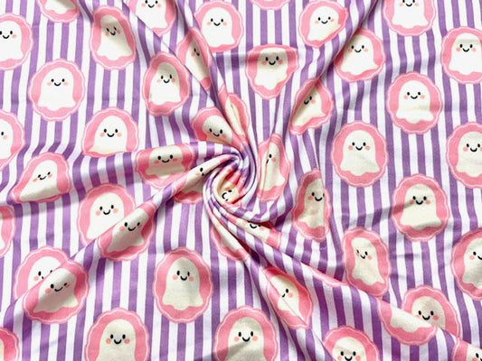 Ghosts Stripe DBP Print #2002 Double Brushed Polyester Spandex Apparel Stretch Fabric 190 GSM 58"-60" Wide By The Yard