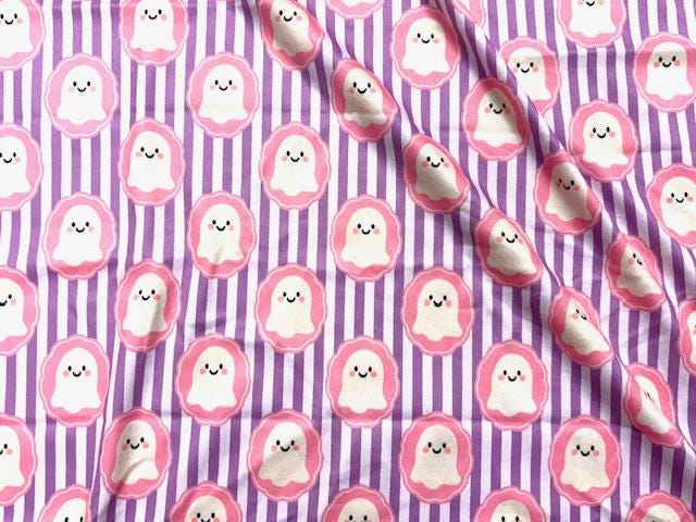 Ghosts Stripe DBP Print #2002 Double Brushed Polyester Spandex Apparel Stretch Fabric 190 GSM 58"-60" Wide By The Yard