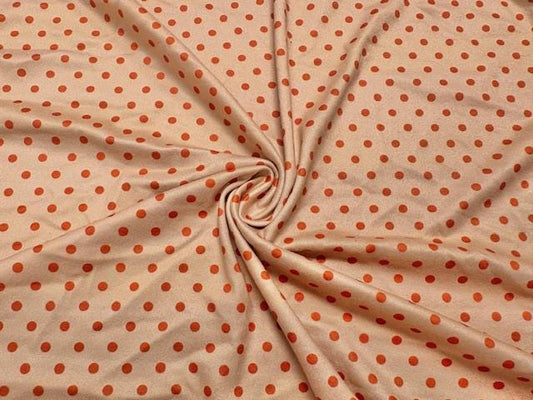 Polka Dot DBP Print #2010 Double Brushed Polyester Spandex Apparel Stretch Fabric 190 GSM 58"-60" Wide By The Yard