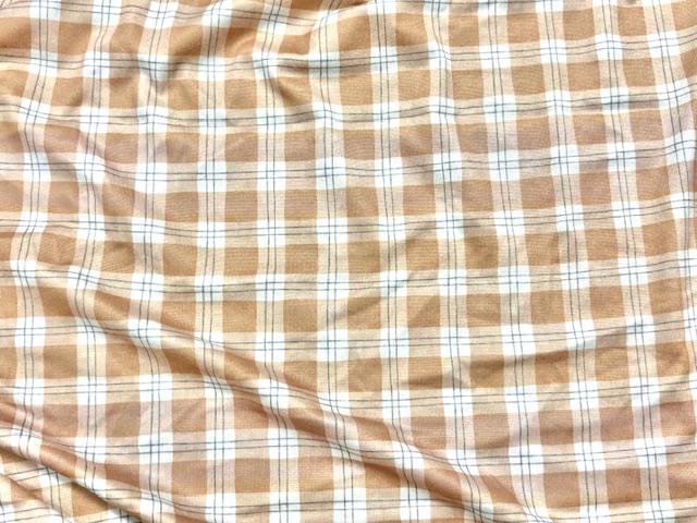 Brown Plaid DBP Print #2018 Double Brushed Polyester Spandex Apparel Stretch Fabric 190 GSM 58"-60" Wide By The Yard