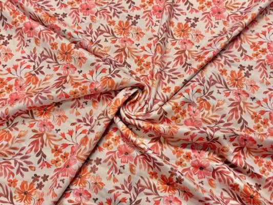 Fall Floral DBP Print #2021 Double Brushed Polyester Spandex Apparel Stretch Fabric 190 GSM 58"-60" Wide By The Yard