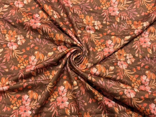 Fall Floral DBP Print #2022 Double Brushed Polyester Spandex Apparel Stretch Fabric 190 GSM 58"-60" Wide By The Yard