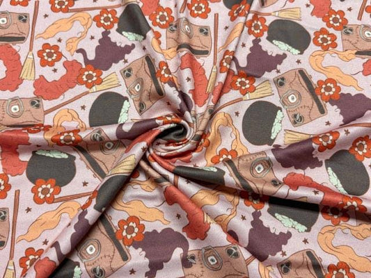 Brittany Frost Designs Hocus Pocus DBP Print #2028 Double Brushed Polyester Spandex Apparel Stretch Fabric 190 GSM 58"-60" Wide By The Yard
