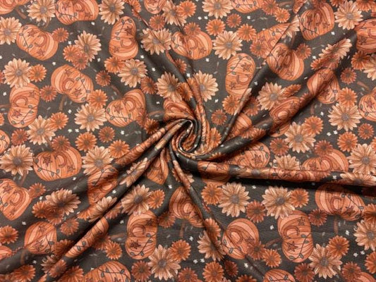 Brittany Frost Designs Pumpkin DBP Print #2039 Double Brushed Polyester Spandex Apparel Stretch Fabric 190 GSM 58"-60" Wide By The Yard