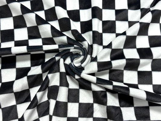 Velvet Checkerboard #11 Stretch Velour Polyester Spandex 240 GSM Luxury Apparel Fabric 58"-60" Wide By The Yard