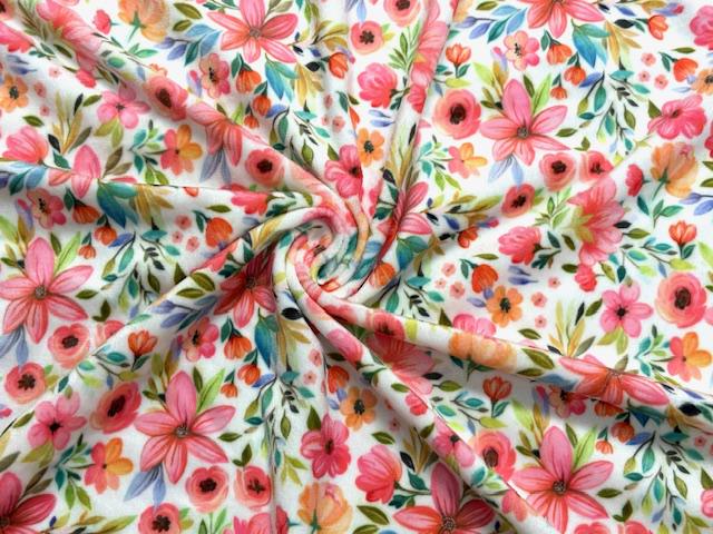 Velvet Floral Print #20 Stretch Velour Polyester Spandex 240 GSM Luxury Apparel Fabric 58"-60" Wide By The Yard