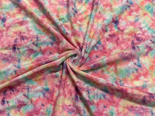Velvet Tie Dye Print #27 Stretch Velour Polyester Spandex 240 GSM Luxury Apparel Fabric 58"-60" Wide By The Yard