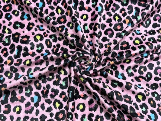 Velvet Leopard Spot Print #28 Stretch Velour Polyester Spandex 240 GSM Luxury Apparel Fabric 58"-60" Wide By The Yard