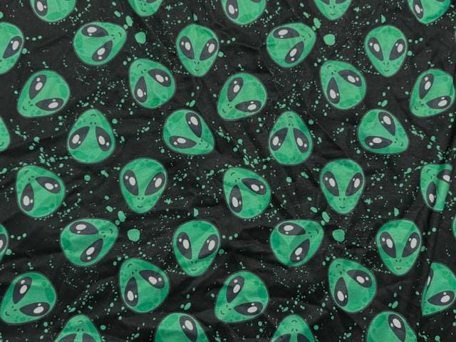 Aliens DBP Print #1082 Double Brushed Polyester Spandex Apparel Stretch Fabric 190 GSM 58"-60" Wide By The Yard