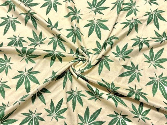 Marijuana DBP Print #1089 Double Brushed Polyester Spandex Apparel Stretch Fabric 190 GSM 58"-60" Wide By The Yard
