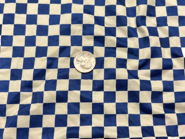 Checkerboard Navy Beige DBP Print #1090 Double Brushed Polyester Spandex Apparel Stretch Fabric 190 GSM 58"-60" Wide By The Yard