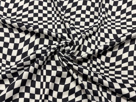 Trippy Checkerboard DBP Print #1091 Double Brushed Polyester Spandex Apparel Stretch Fabric 190 GSM 58"-60" Wide By The Yard