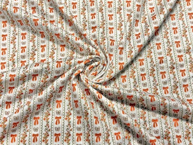 Floral Bows DBP Print #1092 Double Brushed Polyester Spandex Apparel Stretch Fabric 190 GSM 58"-60" Wide By The Yard