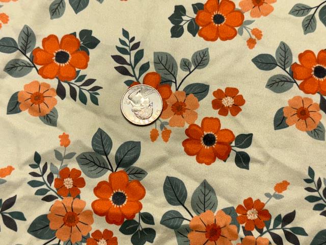 Fall Floral DBP Print #1094 Double Brushed Polyester Spandex Apparel Stretch Fabric 190 GSM 58"-60" Wide By The Yard