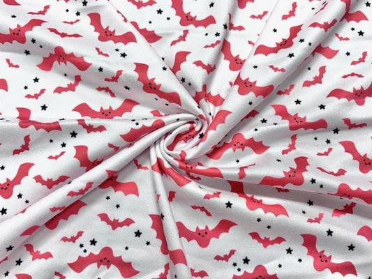 Pink Bats DBP Print #2001 Double Brushed Polyester Spandex Apparel Stretch Fabric 190 GSM 58"-60" Wide By The Yard