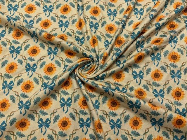 Sunflower DBP Print #2012 Double Brushed Polyester Spandex Apparel Stretch Fabric 190 GSM 58"-60" Wide By The Yard