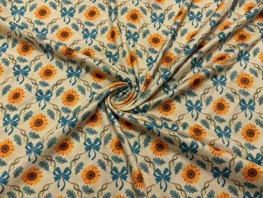 250 GSM DBP Sunflower Print #2012 Double Brushed Polyester Spandex Apparel Stretch Fabric 58"-60" Wide By The Yard