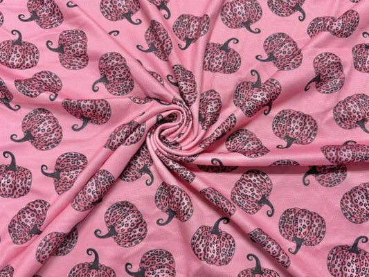 Pumpkin Leopard Spot DBP Print #2014 Double Brushed Polyester Spandex Apparel Stretch Fabric 190 GSM 58"-60" Wide By The Yard