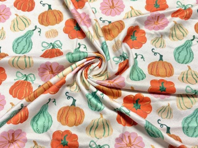 Pumpkin DBP Print #2015 Double Brushed Polyester Spandex Apparel Stretch Fabric 190 GSM 58"-60" Wide By The Yard